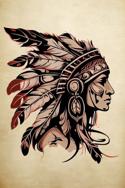 Native American Art Tattoo, Indian Head Tattoo, Native American Tattoo Art, Red Indian Tattoo, Indian Chief Tattoo, Gecko Tattoo, Indian Skull Tattoos, Native American Mythology, Native American Tattoo