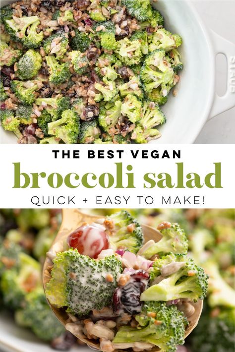 Vegan Broccoli Salad, Vegan Avocado Recipes, Vegan Potato Recipes, Vegan Summer Recipes, Broccoli Salad Recipe, Vegan Recipes Videos, Vegan Bbq, Grape Salad, Vegan Lunch Recipes