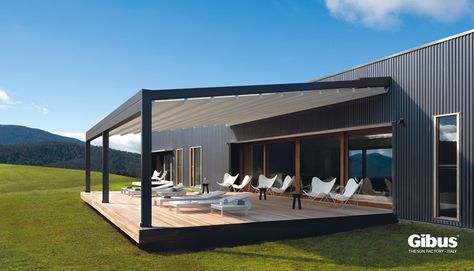 Ombra Pergola, Retractable Pergola Canopy, Pergola Retractable, Pergola Carport, Retractable Pergola, Outdoor Awnings, Modern Pergola, Pergola Attached To House, Aluminum Pergola