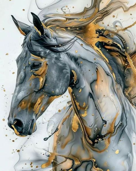 Horse Paintings Acrylic, Colorful Horse Painting, Abstract Horse Art, Horse Canvas Painting, Horse Art Drawing, Gold Art Painting, Abstract Horse, Horse Artwork, Equestrian Art