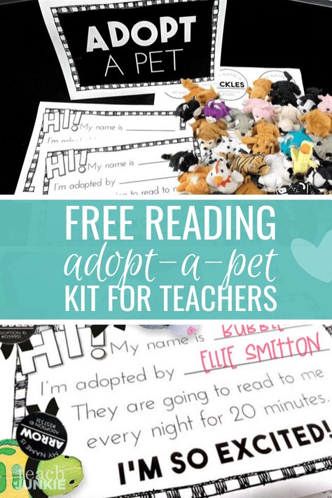 Cute Adopt-a-Pet Reading Kit to Encourage Your Students to Read at Home Classroom Pet Adoption, Adopt A Desk Pet, Adopt A Reading Buddy, Reading Buddies Ideas, March Is Reading Month Ideas, Reading Buddy Activities, Reading Incentives Elementary, Reading Day Activities, Reading Month Ideas