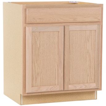 Project Source Oak Brook 30-in W x 35-in H x 23.75-in D Natural Unfinished Oak 1-Drawer Base Fully Assembled Cabinet (Flat Panel Square Style) in the Kitchen Cabinets department at Lowes.com Stock Cabinets, Home Remodeling, X 23, The Kitchen, Kitchen Cabinets, Drawers, Square