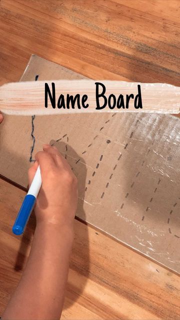 Diy Whiteboard, Prek Activities, Kids Preschool Learning, Preschool Names, Name Practice, Name Activities, Baby Activities, Pre K Activities, Packaging Tape