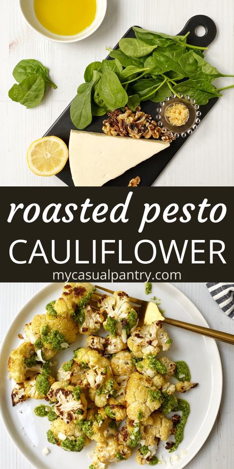 Pesto Cauliflower, Gluten Free Pesto, Lectin Free Diet, Oven Roasted Cauliflower, Roasted Garlic Cauliflower, Walnut Pesto, Meat Free Recipes, Veggie Tales, Latest Recipe