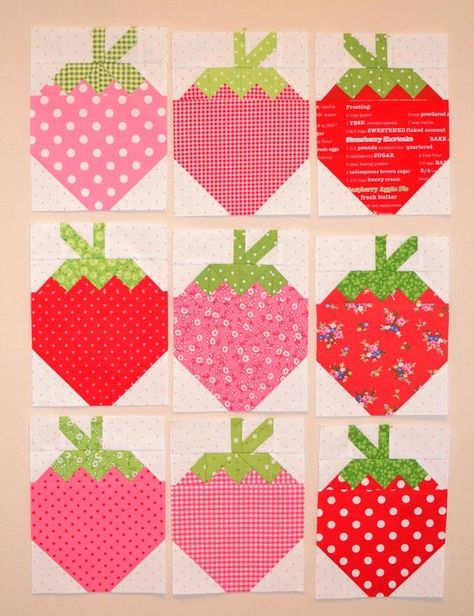 strawberry social quilt by grey dogwood studio Strawberry Quilt, Strawberry Social, Mini Quilt Patterns, Farm Quilt, Quilt Modernen, Spring Quilts, Lori Holt, Sampler Quilts, Pink Quilts