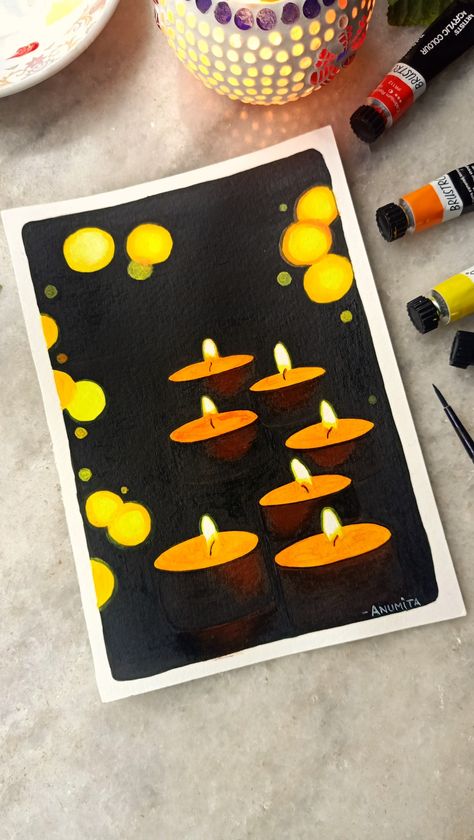 diwali, diwali art , acrylic paint Diwali Canvas Painting, Diwali Drawing Painting Ideas, Poster Rangoli, Diwali Drawing, Flower Art Drawing, Figure Sketching, Book Art Diy, Indian Art Paintings, Small Canvas Art