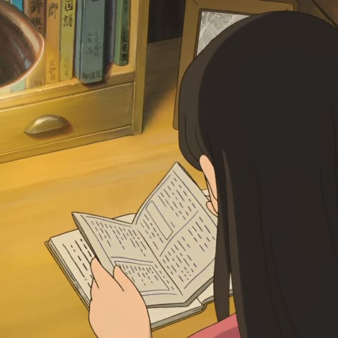 From Up On Poppy Hill Icon, Gibli Studio Icon, Reading Book Cartoon, From Up On Poppy Hill, Alt Posters, Poppy Hill, Up On Poppy Hill, Personajes Studio Ghibli, Aesthetic Cartoon