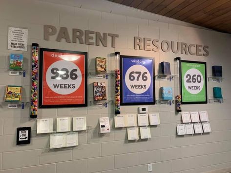 Parent Resource Wall, Parent Resource Wall Church, Kids Ministry Design, Church Logo Design, Kids Church Rooms, Church Office, Counselor Office, Church Logo, Church Interior Design