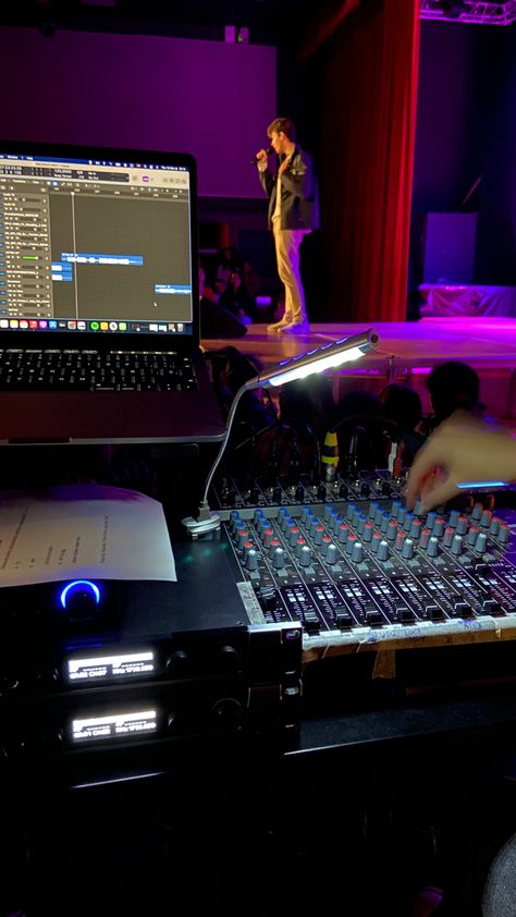 #sound #production #concert Concert Manager, Sound Engineer Aesthetic, Music Industry Aesthetic, Theater Tech, Sound Technician, Studio Setting, Sound Production, Rehearsal Room, Future Music