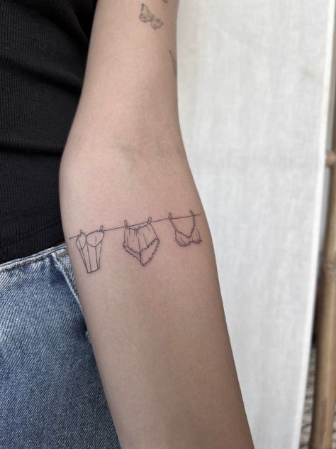 Laundry Line Tattoo, Laundry Tattoo, Clothes Line Tattoo, Clothesline Tattoo, Laundry Line, Laundry Lines, Line Tattoo, Adobe Portfolio, Line Tattoos