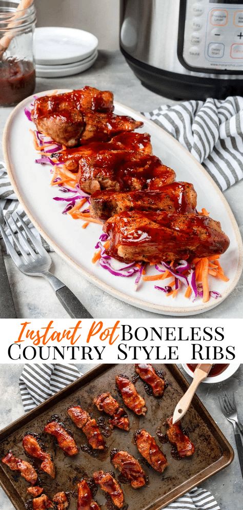 Ninja Foodi Boneless Pork Ribs, Instant Pot Country Style Ribs Boneless, Pressure Cooker Boneless Pork Ribs, Country Style Pork Ribs Instant Pot, Instant Pot Boneless Pork Ribs, Boneless Country Style Ribs, Easy Rib Recipes, Instant Pot Ribs, Country Ribs