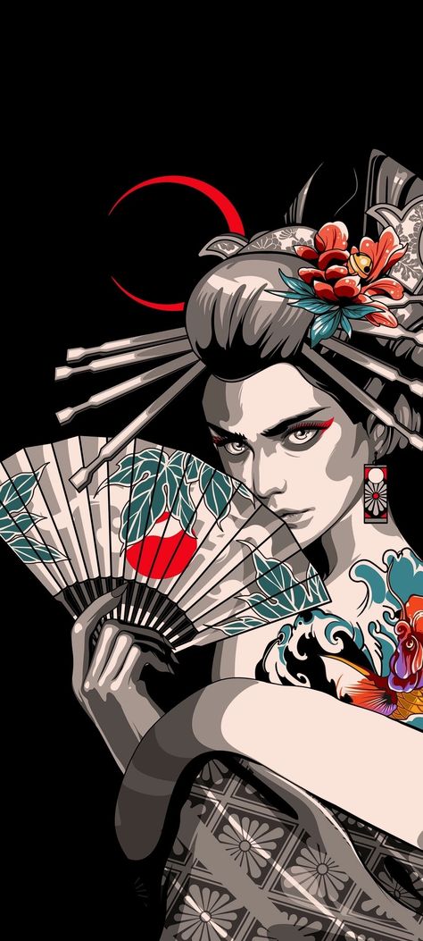 Chinese Design Tattoo, Geisha Art Wallpaper, Geisha Wallpaper, Xperia Wallpaper, Victoria's Secret Pink Wallpaper, Victoria Secret Wallpaper, Retro Gaming Art, Geisha Art, Artistic Wallpaper