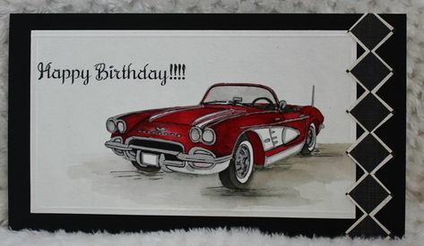 WT534, Corvette Draw A Car, Car Book, Man Cards, Mens Cards, Silver Pen, Treat Box, Male Cards, Masculine Cards, Box Ideas