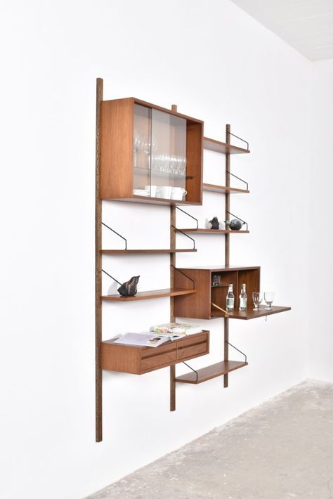 We sell wall units • NOME FURNITURE Mcm Shelving Wall Units, Mid Century Shelving, Mid Terrace House, Mid Century Modern Shelves, Mid Century Wall Unit, Modern Shelving Units, Shop Cloth, Box With Drawers, Writers Desk