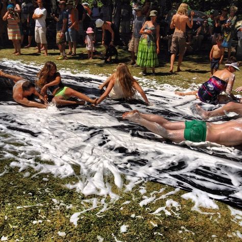 Slip And Slide Aesthetic, Waterslide Aesthetic, Slip N Slide Aesthetic, Full Of Life Aesthetic, Slip N Slide Party, Friends Activities Aesthetic, Slip In Slide, Summer Camp Aesthetic, Hangout Ideas