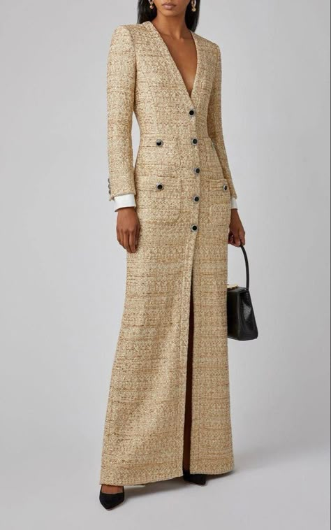 Long Tweed Jacket Outfit, Tweed Abaya, Tweed Gown, Tweed Coat Women, Long Tweed Coat, Jacket Gown, Tweed Jacket Outfit, Cucculelli Shaheen, Abaya Designs Latest