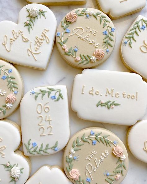 Floral Wedding Shower Cookies, Spring Wedding Cookies, Wedding Sugar Cookies, Specialty Cookies, Wedding Shower Cookies, Engagement Cookies, Cookie Wedding Favors, Bridal Shower Cookies, Shower Cookies