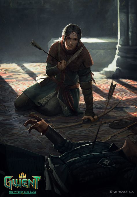 Gwent Cards Artwork - Scoia'tael Faction - Album on Imgur Scoia Tael, The Witcher Books, Witcher Art, Yennefer Of Vengerberg, Longbow, Witcher 3, The Witcher 3, Fantasy Story, Fantasy Warrior