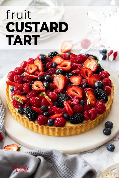 Fruit Flan Recipe, Fruit Custard Tart, Fruit Tart Recipe Easy, Custard Tart Recipe, Easy Fruit Tart, Custard Tarts Recipe, Fruit Tart Cake, Easy Tart Recipes, Fresh Fruit Desserts