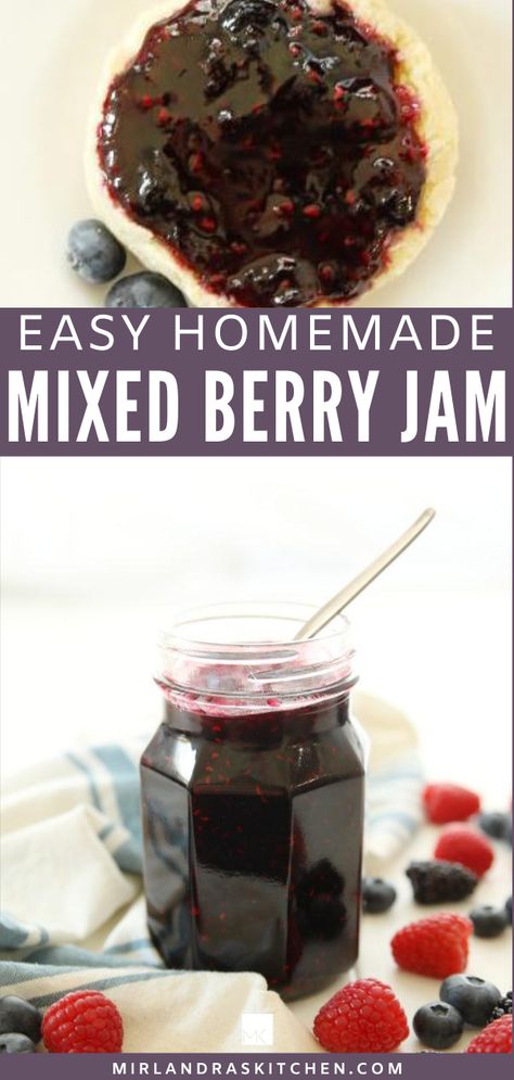 Mix Berry Jam Recipe, Mixed Berry Jelly Recipe, Dried Fruit Jam Recipes, Mixed Berry Jam Recipe With Pectin, Mixed Berry Jelly, Triple Berry Jam Recipe, Triple Berry Jam, Jelly Ideas, Mixed Fruit Jam