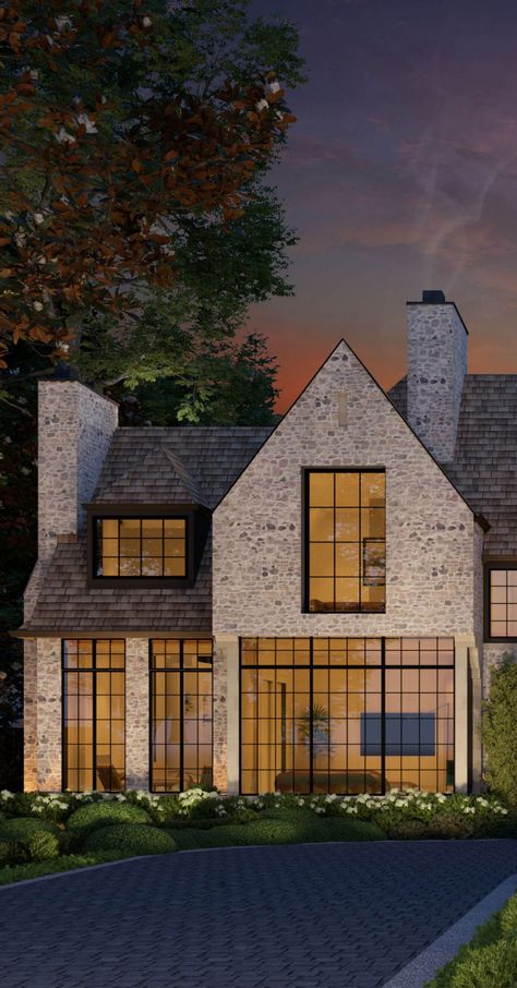 The English Manor - Sensus Design Studio Modern English Manor Exterior, Modern English Manor, English Tudor House Exterior, English Manor Style, Modern English Tudor, Manor Exterior, French Chateau Style Homes, Modern Manor, Tudor House Exterior