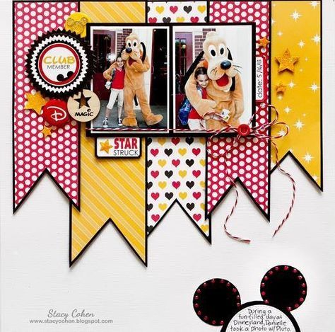 Disney, banners, Mickey Scrapbook Bebe, Scrapbook Disney, Disney Scrapbooking Layouts, Disney Scrapbook Pages, Disney Memories, Scrapbook Sketches, Disney Scrapbook, Creative Memories, Scrapbook Page Layouts