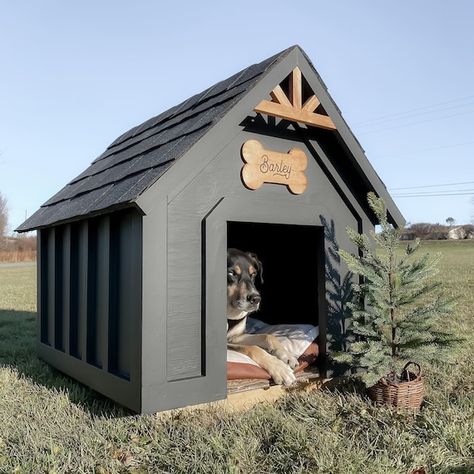 DIY Modern Doghouse Plans Build Your Own Doghouse for a - Etsy Outside Dog Houses, Dog House Plan, Luxury Dog House, Dog House Ideas, Modern Dog Houses, Dog House Bed, Wooden Dog House, Dog House Plans, Large Dog House