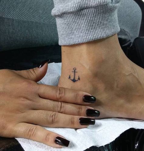 Small Tattoo Ideas On Ankle, Anchor Tattoo Behind Ear, Navy Tattoo For Women Small, Mini Anchor Tattoo, Tattoo Anchor Women, Navy Anchor Tattoos For Women, Ankle Anchor Tattoo, Anker Tattoo For Women, Tattoo Ideas Anchor