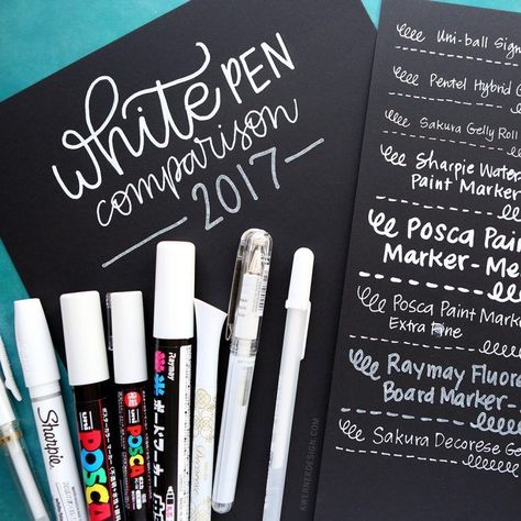 White Pen & Marker Comparison (2017 update) Kristina Werner, Comparison Video, Paint Pens For Rocks, White Marker, Art Zentangle, 3d Collage, Bullet Journal Font, Wedding Signs Diy, Pretty Pens