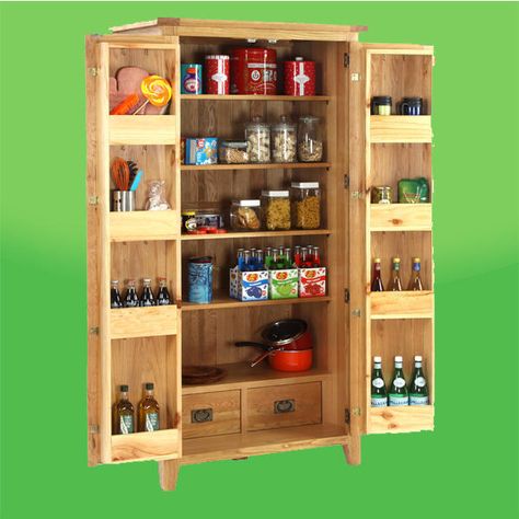 Kitchen Larders | Oak Free Standing Larders Wooden Cupboard Design, Top Cabinets, Wooden Pantry, Woodworking Projects Gifts, Kitchen Decor Collections, Kitchen Larder, Tool Storage Cabinets, Sink Decor, Wooden Cupboard