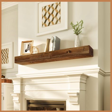 Fireplace Wood Mantle, Wooden Fireplace Mantle, Fireplace Wood Mantel, Traditional Home Kitchen, Wood Mantles, Floating Fireplace Mantel, Rustic Mantle, Mantle Art, Wood Shelf Brackets