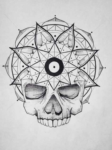 Sketch Mandala Skull, Gotik Tattoo, Mandala Sketch, Skull Sketch, Tattoo Mandala, Mandala Tattoo Design, Line Art Tattoos, Skull Drawing, Art Minimaliste