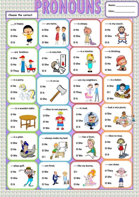 Subject Pronouns online worksheet for Grade 2 English Pronouns, Personal Pronouns Worksheets, Pronoun Activities, Subject Pronouns, English Grammar For Kids, Grammar English, Materi Bahasa Jepang, Grammar For Kids, English For Beginners