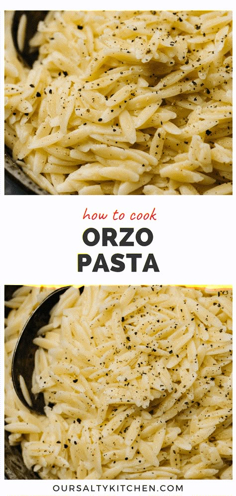 Learning how to cook orzo will open up a whole new world of "pasta-bilities". This tiny, tasty treasure is a flexible pasta with many uses. Add orzo to soups, use it as a base for pasta salad, serve it simply as a side dish, or treat it like risotto in one-pot pasta recipes. The possibilities really are endless. Cooking orzo pasta is simple, but a few kitchen tested tips and tricks will ensure it turns out perfectly every single time! #orzo #pasta #italianfood Cooked Orzo Recipes, Orzo Noodle Recipe, Recipes For Orzo Pasta, Cooking Orzo How To, Orzo Cooking Instructions, Orso Pasta Recipes, How To Cook Orzo Pasta, Italian Orzo Pasta Salad, Cooking Orzo