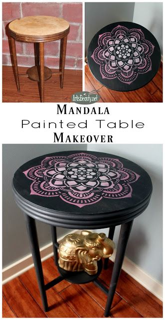 Hand painted furniture. Boho style. Mandala design.  Bohemian furniture. eclectic pink and gray modern chic golden elephant diy blogger artisbeauty Golden Elephant, Bohemian Furniture, Boho Furniture, Furniture Rehab, Table Makeover, Bohol, Boho Dekor, Refurbished Furniture, Hand Painted Furniture