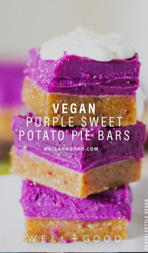 Vegan Sweet Potato Pie Bars Sweet Potato Pie Bars, Potato Bars, Purple Sweet Potato Pie, Vegan Sweet Potato Pie, Tarte Vegan, Sweet Potato Pie Southern, Sweet Potato Pies Recipes, Potato Bar, Pie Bar Recipes