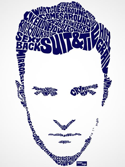 Anyone interested in typography will be in complete awe of these realistic portraits by artist Sean Williams. Based in Edmonton, Alberta, th... Famous Lyrics, Typographic Portrait, Typography Portrait, Text Portrait, Portrait Design, Celebrity Portraits, Typographic Design, Justin Timberlake, Typography Art