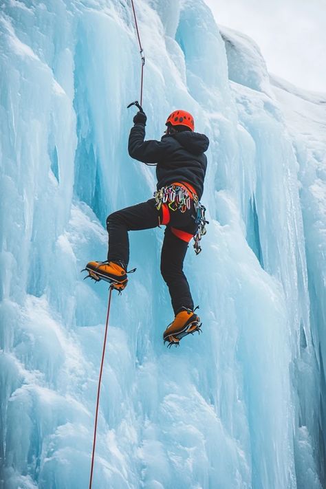 "🧗‍♂️❄️ Embrace the thrill of ice climbing in Iceland! Scale stunning glaciers and ice formations amidst otherworldly landscapes. Swipe for essential tips and breathtaking icy adventures! 🌨️🏔️ #Iceland #IceClimbing #AdventureTravel" Rock Climbing Aesthetic, Climbing Aesthetic, Ice Formations, Colorado Life, Wall Climbing, Wall Aesthetic, Ice Climbing, Rock Climbing, Mountaineering