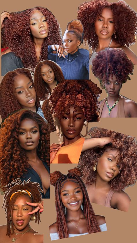 Auburn/red hair on dark skin Red Hair On Dark Skin, Natural Auburn Hair, Auburn Red Hair, Auburn Red, Auburn Hair, Doodle Art Designs, Ginger Hair, Afro Hairstyles, Dark Hair