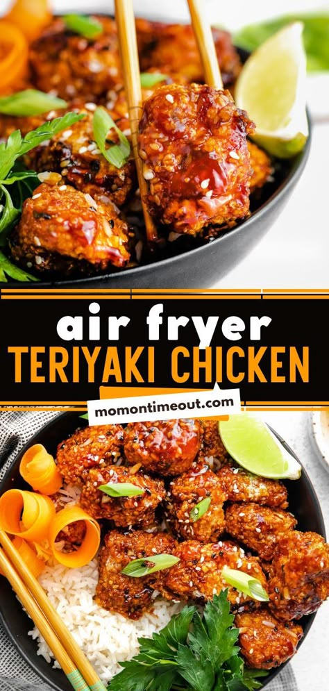 Air Fryer Teriyaki Chicken, easy chicken recipes for dinner, simple family dinner ideas for tonight Crispy Teriyaki Chicken, Air Fryer Teriyaki Chicken, Chicken Recipe For Dinner, Sticky Chicken Recipe, New Air Fryer Recipes, Easy Chicken Recipe, Teriyaki Recipe, Old Fat, Food Combinations