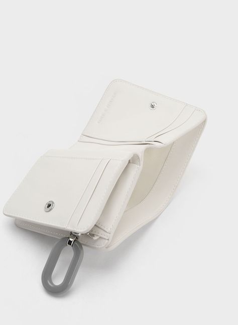 Cream Oval Keychain Zip Wallet | CHARLES & KEITH Bag Closet, White Wallet, Caving, Keychain Wallet, Girly Accessories, Wristlet Keychain, Charles Keith, Minimalist Wallet, Zip Wallet