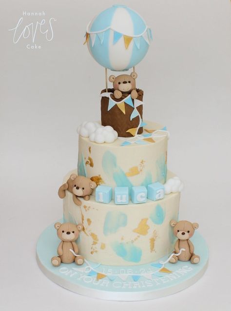 teddy christening cake | Teddies and hot air balloons! Butte… | Flickr Teddy Balloon Cake, Teddy Bear Hot Air Balloon Cake, Teddy Bear In A Hot Air Balloon, Bear And Clouds Cake, Teddy Bear Balloon Birthday Cake, Teddy Bear Cakes, Christening Cake, Bear Cakes, Buttercream Cake