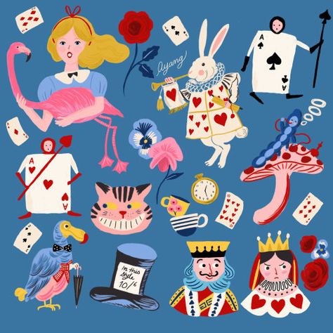 Alice In Wonderland Illustrations, Alice In Wonderland Characters, Tea Packaging Design, Colourful Style, 캐릭터 드로잉, Alice In Wonderland Party, Wonderland Party, Lewis Carroll, Adventures In Wonderland