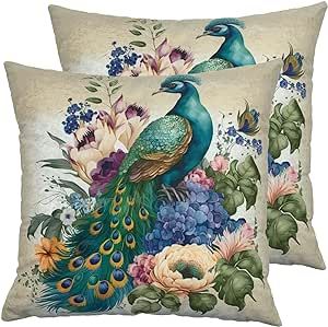 Peacock Throw Pillows, Watercolor Peacock, Nursery Decor Pillows, Floral Throw Pillow Covers, Vintage Background, Cat Air, Garden Pillows, Couch Chair, Printed Cushions