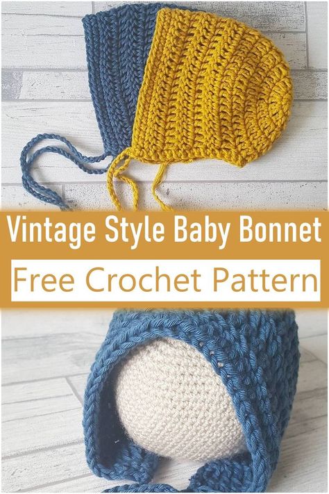 Crochet Vintage Style Baby Bonnet Pattern Crochet Bonnet Free Pattern, Baby Bonnet Crochet Pattern Free, Crochet Baby Bonnet Free Pattern, Crochet Newborn Hat Free Pattern, Bonnet Crochet Pattern, Vintage Bonnet, Baby Bonnet Crochet Pattern, Crochet Baby Hats Free Pattern, Crochet Baby Cap