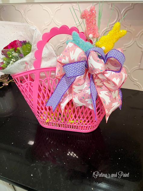 If there is anything I love to do it’s to give gifts! So when I saw the cutest pink plastic Easter basket, I knew that I would be giving a few of these away. I like to call them  a Bestie Easter Basket because I will be gifting them to some of the Bests in... The post Bestie Easter Basket appeared first on Patina & Paint. Patina Paint, Plastic Basket, Easter Bows, Girly Gifts, Easter Candy, Pink Plastic, Color Street Nails, Party Packs, Easter Basket