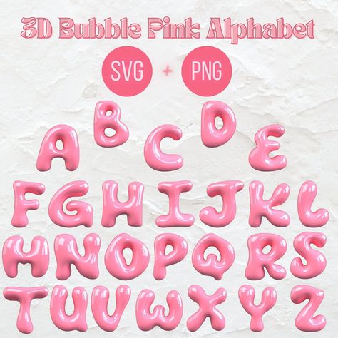 Download our pink bubble font SVG and use it for your scrapbooking, printables, and SVG projects! #pinkbubblefont #svg #scrapbooking #printables . #Tumblr #Y2k_Bubble_Letters #Pink_Bubble_Letters #Youtube_Graphics Bubble Text Design, Pink Bubble Letters, Bubble Fonts Alphabet Graffiti, Bubble Handwriting, Svg Projects, Bubble Alphabet, Scrapbooking Printables, Bubble Letter Fonts, Font Bubble