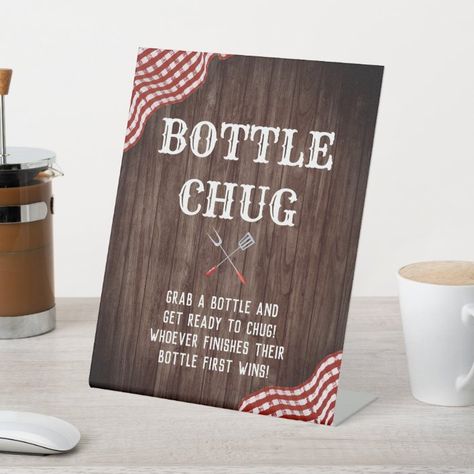 Baby Q BBQ Baby Shower Bottle Chug Game Sign - Great Barbecue Bottle Chug Game, Baby Shower Barbeque, Babyque Shower, Bbq Baby Shower Decorations, Bottle Chug, Barbecue Baby Shower, Picnic Baby Showers, Backyard Baby Showers, Bbq Baby Shower