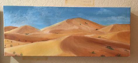 Oil painting Desert Oil Painting, Dunes Painting, Dry Desert, Drawings Ideas, Sand Painting, Desert Painting, Egypt Art, Painting Inspo, Sahara Desert