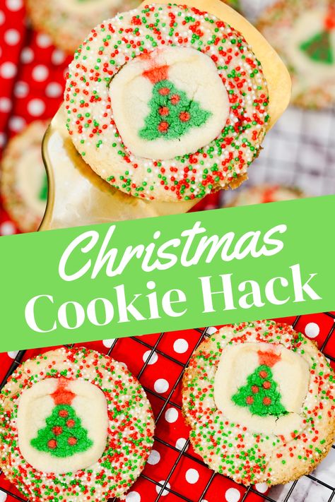 Use this simple and easy Christmas Cookie Hack with Pillsbury Christmas tree cookies and sugar cookies. The kids can help make these. No mess and only a couple of ingredients. Ready in about 20 minutes. Pillsbury Ready To Bake Cookies, Christmas Cookie Day Ideas, Easy Cookie Tray Ideas, Pillsbury Turkey Cookies, Easy Cookie Recipes For Christmas, Dye Free Christmas Cookies, Pillsbury Christmas Tree, Easy Christmas Cookies To Make With Kids, Christmas Cookie Presentation